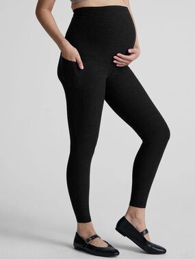Spacedye Maternity Pocket Midi Legging in Darkest Night